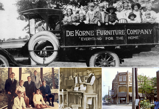 Historical image collage of DeKorne Furniture Company