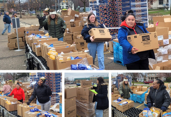 Image collage of food distribution volunteers