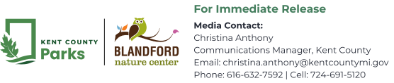 Parks Department and Blandford Nature Center Joint Press Release Header with Full Color and Full Size Logos
