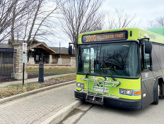 Image of The Rapid bus in front of Millennium Park