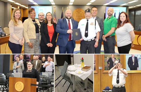 Image collage of the Memorial Day Service at the Board Meeting