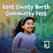 Girl standing, with designs around her