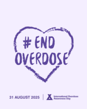 A graphic for Overdose Awareness Day (August 31) which says, End Overdose