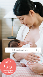 Pictured is a woman breastfeeding her baby, courtesy of the National WIC Association.
