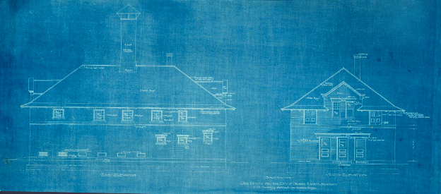 Drawings from 1949 of the Animal Shelter building.