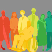 Graphic image of different colored silhouettes