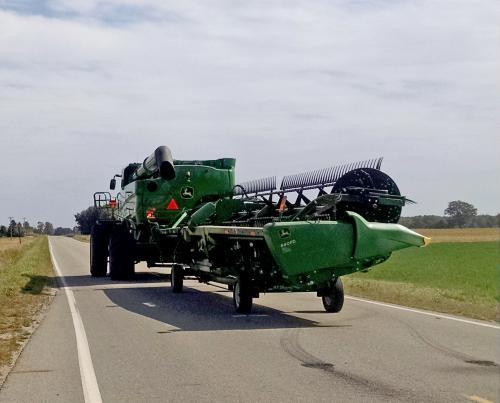 Photo of Farm Combine on Road taken by Paul Gross, MSU Extension