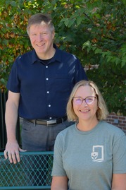 Neal Toren and Shanda Klomp Pose Outside the Health Department in Recognition of 30 Years of Service