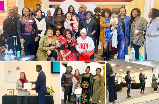 Image collage of the Welcome Plan team receiving the award