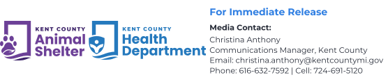Joint Press Release Header for the Kent County Health Department and Animal Shelter