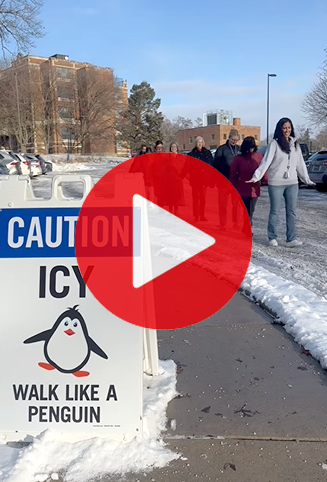 Video of Health Department staff walking on ice