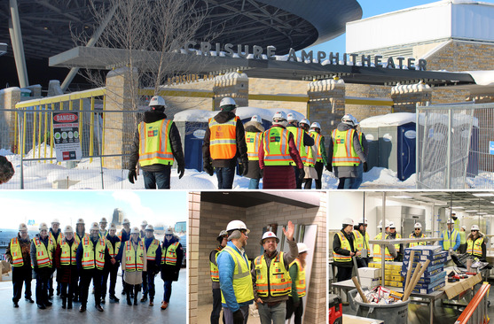 Image collage of the Acrisure Amphitheater tour