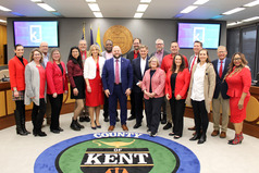 Board of Commissioners wearing red