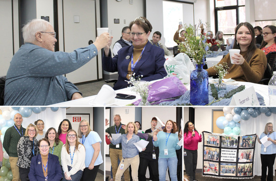 Image collage of the retirement party for Joann Hoganson