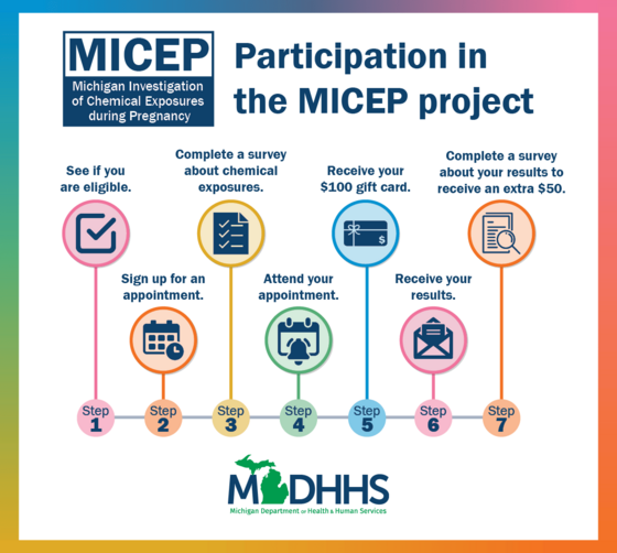 Graphic Explaining the Michigan Investigation of Chemical Exposure During Pregnancy (MICEP) Project