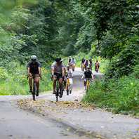 People riding bikes on teh Indian Mound trails