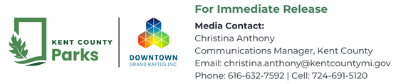 Header for a Joint Press Release Between Downtown Grand Rapids Inc. and the Kent County Parks Department