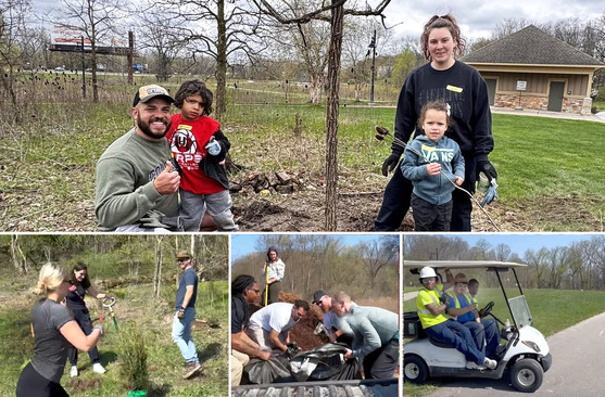 Image collage of volunteers planting trees