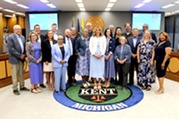 Board of Commissioners members wearing blue for Men's Health Month