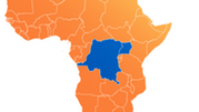 Map of Ebola outbreaks affecting the Democratic Republic of the Congo (DRC) and Uganda, represented in blue