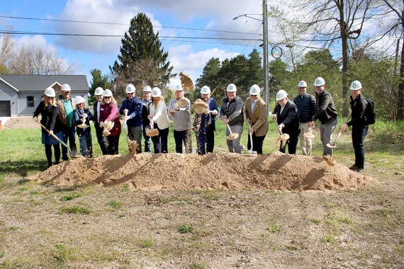 Kent County Leaders and Community Partners Pose for a Ceremonial Picture of Shoveling Dirt at the Northland Tunnel Groundbreaking