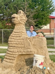 Sand Sculpture Artist Creates a Trojan Horse