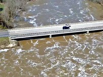 Aerial image of flooding Grand River