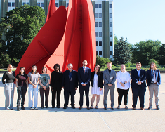 Kent County interns, in front of the Calder sculpture