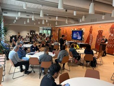 Image of people congregating for the summit