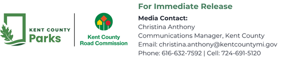 Header for a Joint Press Release Featuring the Kent County Parks Department and Road Commission Logos