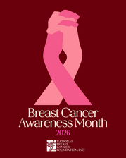 Graphical Display of Two Arms Embracing to Form the Breast Cancer Ribbon with Text Stating "Breast Cancer Awareness Month 2026" 