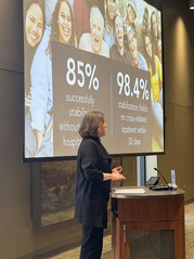 Beverly Ryskamp, Chief Operating Officer of Network180, speaking at the event