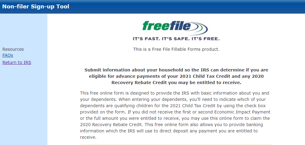 Child Tax Credit Online Tool