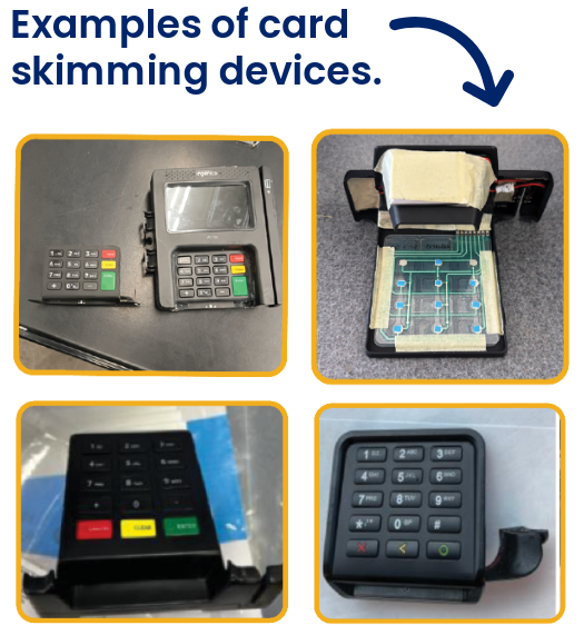 Examples of card skimming devices.