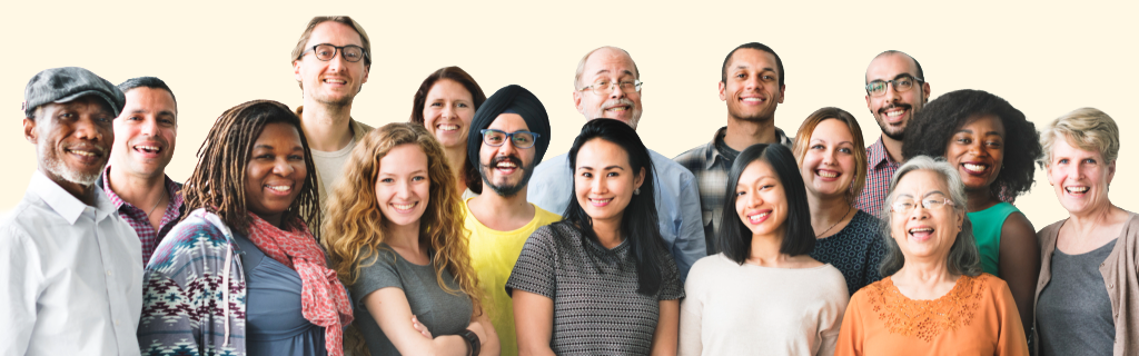 Image featuring diverse group of people smiling.