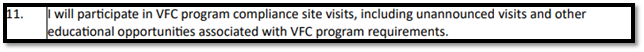 Number 11 outlined in the Provider Agreement
