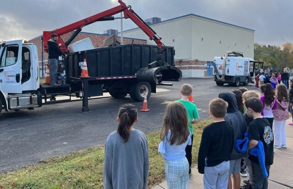 South Breeze students watch grapple truck 10-26-23