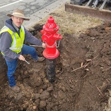 Fire hydrant being replaced