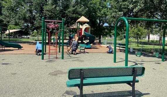 Repairing surfacing at Athletic Park playground