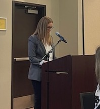 Megan Kershner at New Teacher Breakfast