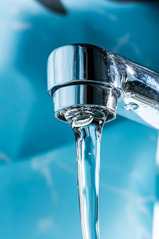 Water running from faucet
