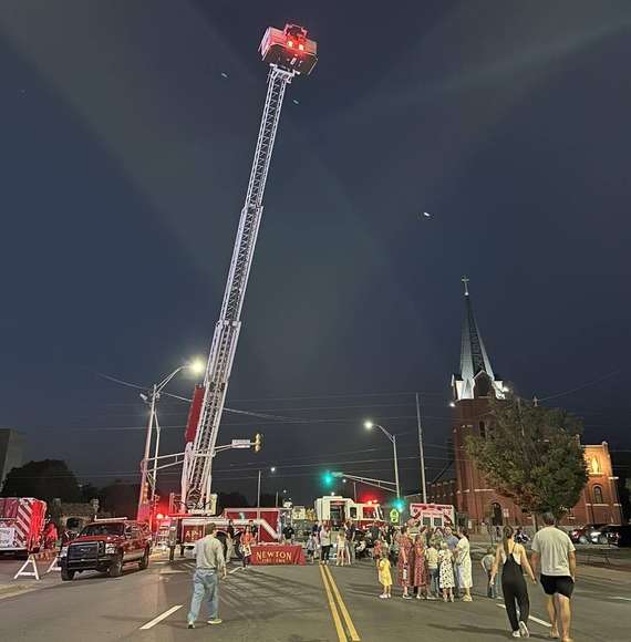 Fire/EMS aerial platform at Taste of Newton