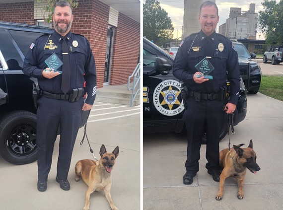 K-9 teams with their awards