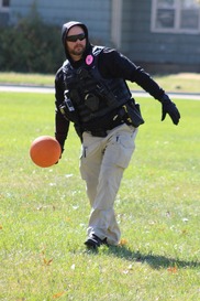 Officer Hulse playing kickball