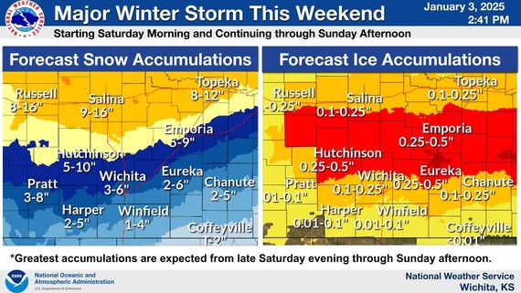 Winter storm forecast map from National Weather Service