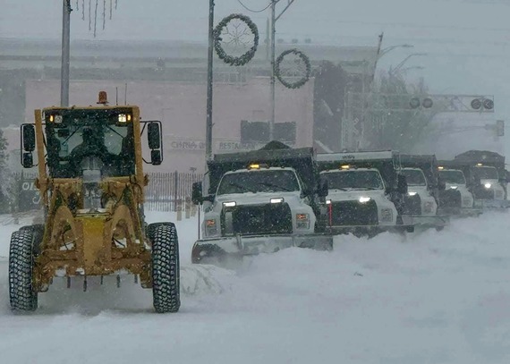 Street crews clearing snow
