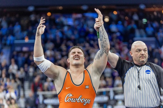 Wyatt Hendrickson after winning national wrestling title