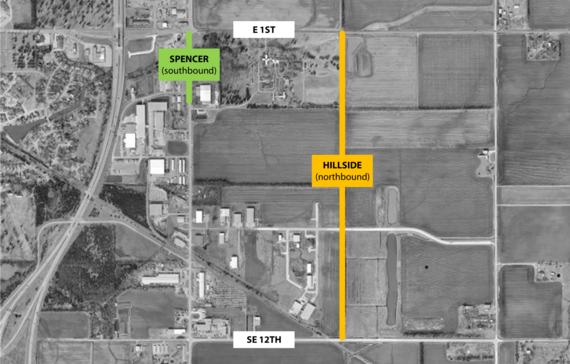 Hillside and Spencer phase 1 projects map