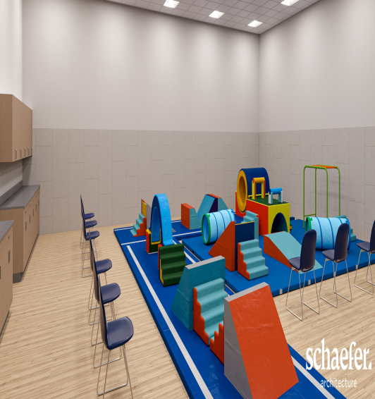 Rendering of new multipurpose room at Rec Center