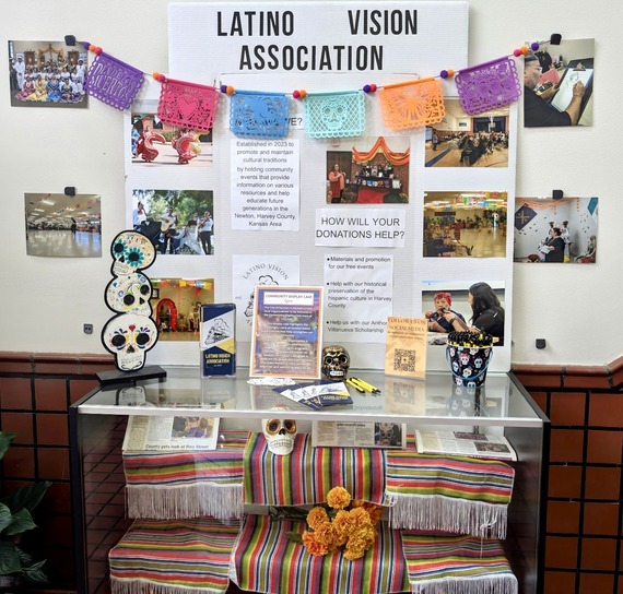May community display case showcasing Latino Vision Association